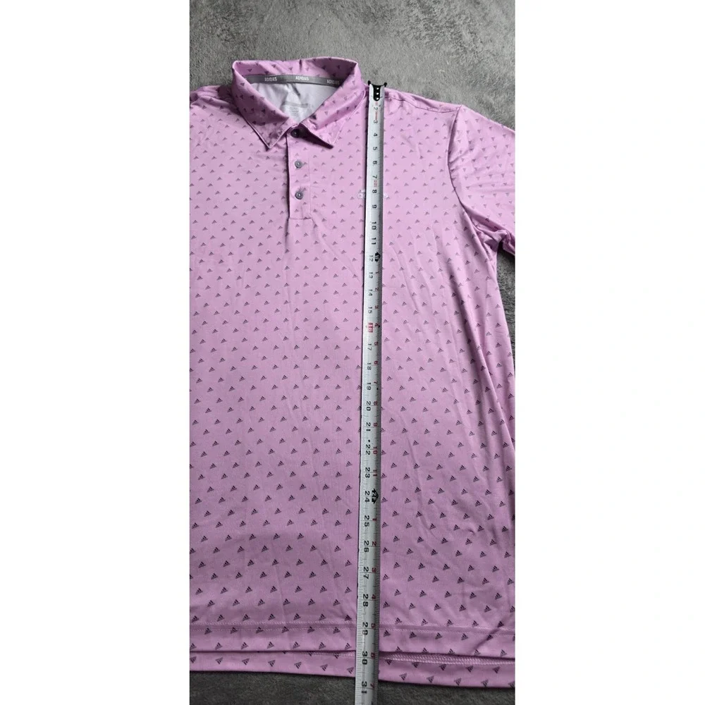 Adidas Adi-Print Bliss Golf Polo Shirt Mens Large Lilac AOP Short Sleeve